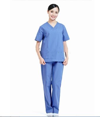 Tecido de enfermagem branco azul uniforme de hospital algodão poliéster tecido de enfermagem 100 * 52 densidade