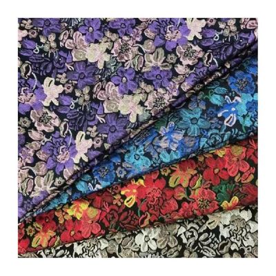 Cor Pronta de estoque Tecido de luxo de brocado 260gm Jacquard Metálico 100% Poliéster
