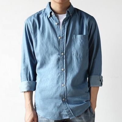 Plaids Pattern 21s 100% de algodão Imitação Denim Camisa fina Denim Tricoteado para camisa bom