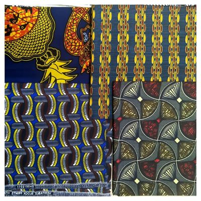 Tecido de brocado de peso médio Impressão de cera africana 100% algodão Tecido de vestido de design de Ancara