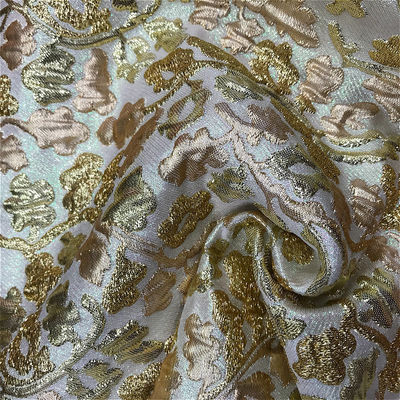 Cor Pronta de estoque Tecido de luxo de brocado 260gm Jacquard Metálico 100% Poliéster
