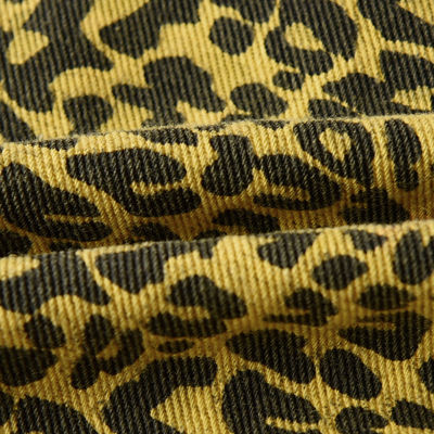 Tecido de denim estirado em 4 vias, de secagem rápida e com padrão de leopardo